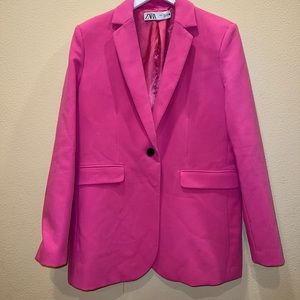 ZARA BUTTONED TAILORED BLAZER FUCHSIA